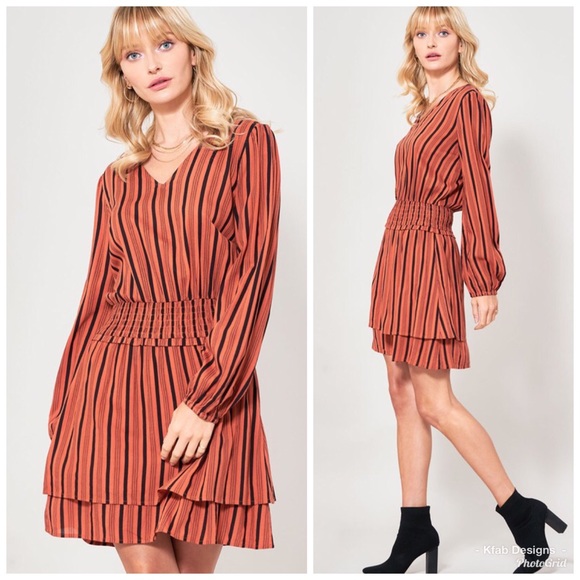 Dresses & Skirts - ❤️LAST 1! Striped Layered Smocked Peasant Dress!